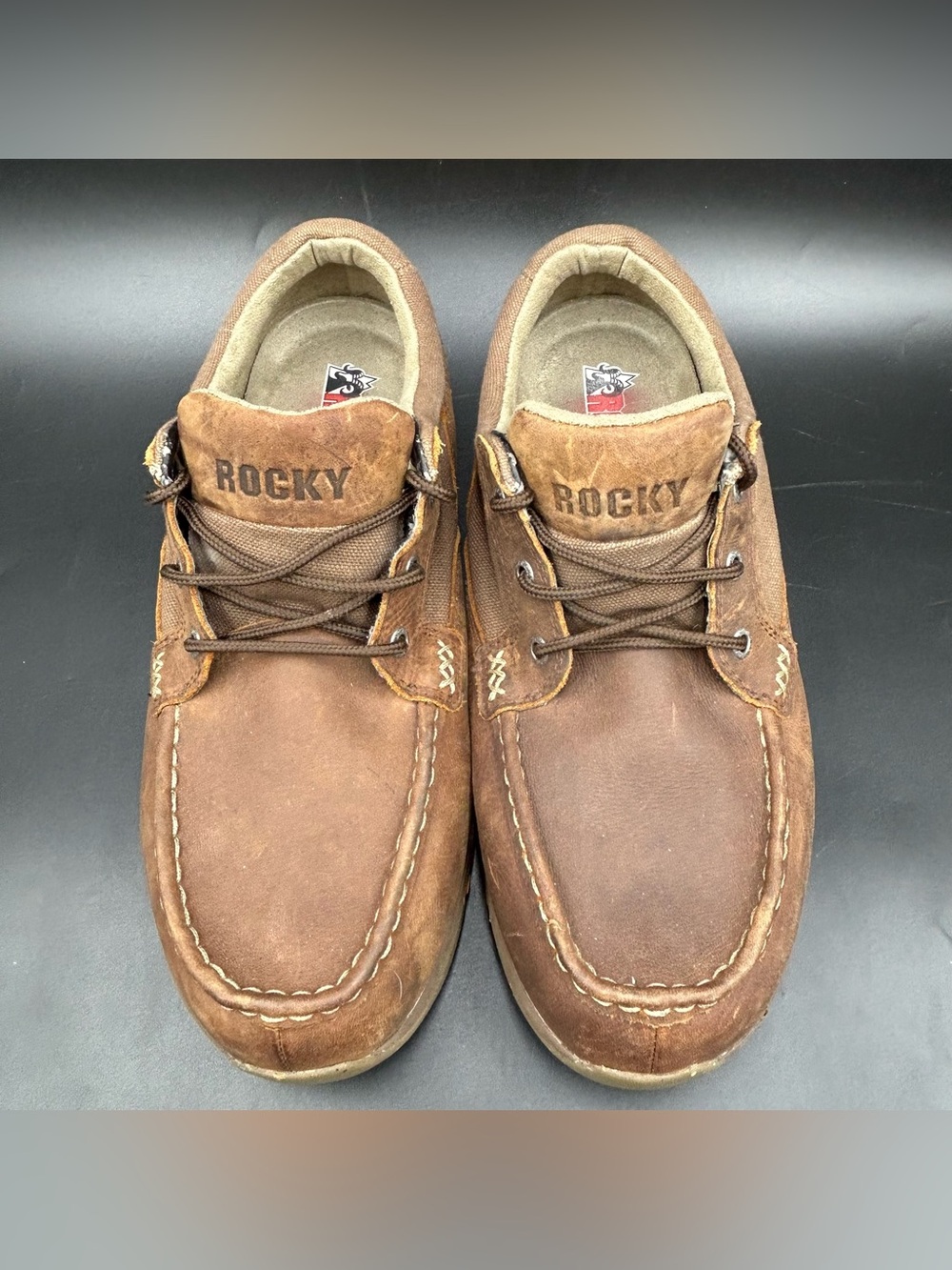 Rocky Lakeland Oxford Shoes Mens 11.5 Wide Brown Leather Moc Toe RKS0200 Work
